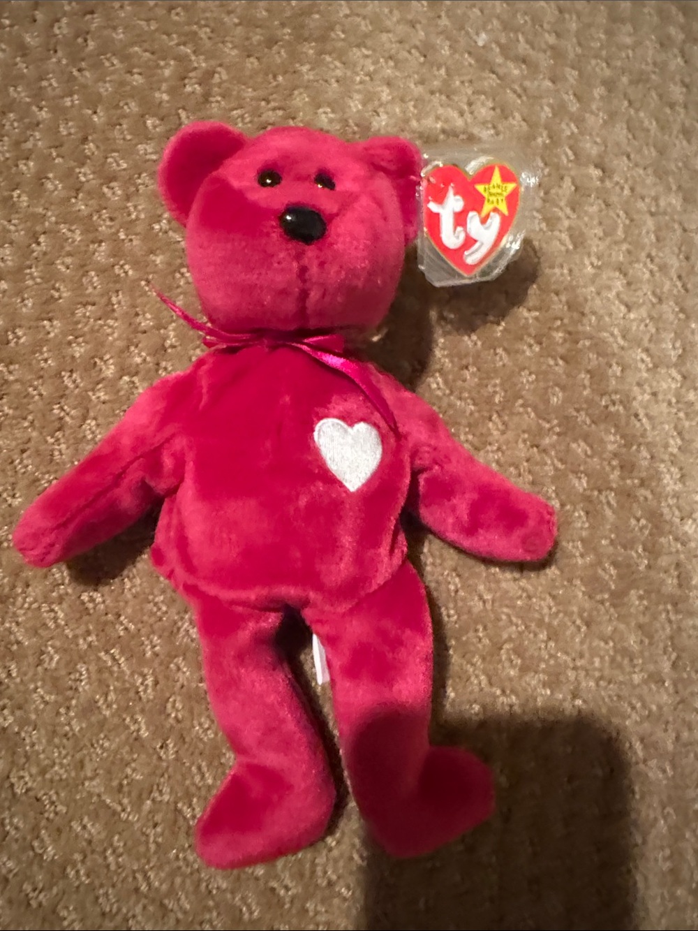 Ty Valentina Red Plush Heart Bear with White Chest Heart